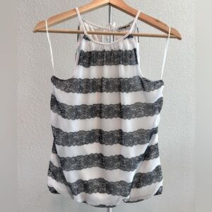 Women’s Express Black&White Lace Printed Tank Top